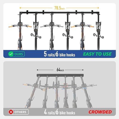 monTEK Enhanced Garage Bike Rack, Adjustable 6 Bike Hangers for Garage - Image 2