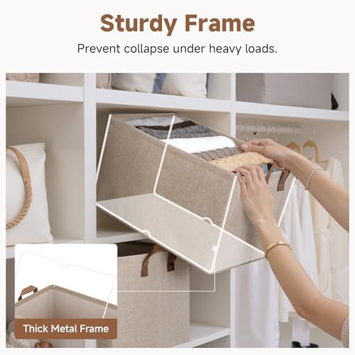 StorageWorks Fabric Storage Bins, Brown and Beige, Extra Large, 2-Pack - Image 4