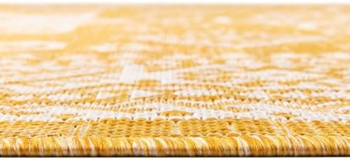 Rugs.com - Outdoor Aztec Rug – 3 Ft Round Yellow Indoor/Outdoor Rug – Weather-Resistant Flatweave Decor for Patios, Decks, and Porches - Image 5