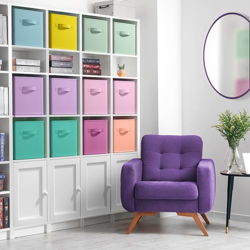 Sorbus Fabric Storage Cubes, 12 Pack (11 Inch, Pastel Multi-Color 3) - Image 3
