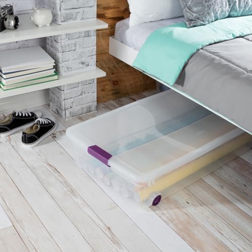 Sterilite 16-Pack 60 Quart ClearView Latch Box, Wheeled Underbed Organizer Bins with Latching Lids - Clear Plastic Organization Containers for Closet, Bedroom, Shelving Units and Everyday Home Storage - Image 4