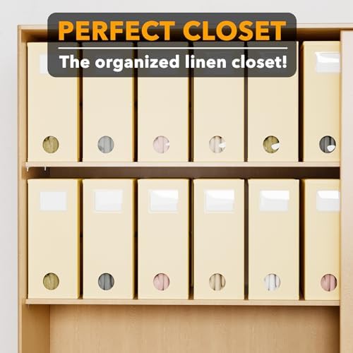 SpaceAid 12 Pack Bed Sheet Organizers and Storage, Foldable Organizer for Linen Closet, Set Folder Keeper With Window XL (Queen & King Size) Bedding Container (Beige) - Image 5
