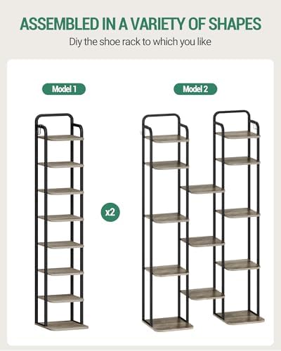 Hzuaneri 8 Tiers Vertical Shoe Rack, Tall Shoe Shelf with 2 Hooks - Image 5