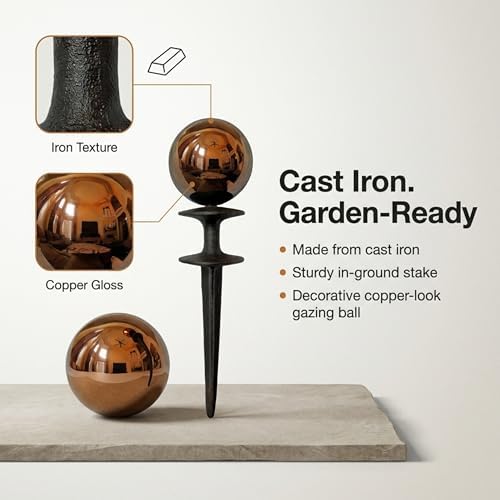 Lulu Decor, Garden Copper Gazing Ball Hose Guide, Set of 2 Strong and Decorative Hose Guide that Protects Your Plants and Provides Elegance to Your Garden - Image 6