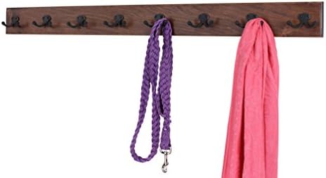 Solid Cherry Wall Mounted Coat Rack - Oil Rubbed Bronze Double Style Coat Hooks - Made in the USA (Mahogany, 41" x 3.5" with 8 Hooks) - Image 2