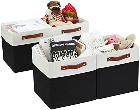 DECOMOMO Fabric Cube Storage Bins, Storage Baskets for Shelves 4 Pack by DECOMOMO