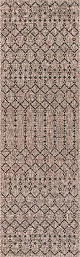Eyely Moroccan Woven Runner Rug 2X8 Natural/Black, Indoor Outdoor Rug - Image 3