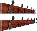 WEBI Coat Rack Wall Mount,36" Solid Wood Coat Hooks Wall Mounted Coat Hanger,16" Hole to Hole,Heavy Duty Hook Rack Rail,6 Triple Hooks for Hanging Coats,Jacket,Clothes,Hat,Backpack,Cherry,2 Packs by WEBI