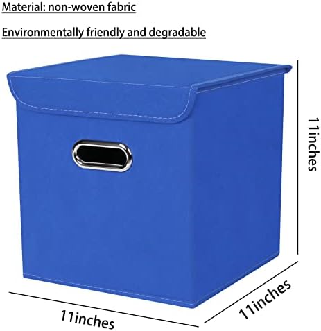 Closet Organizers Fabric Storage Bins With Lids Collapsible Cube Storage Organizer Basket With Handles,Storage Boxes for Clothes Storage,Office,Laundry,Shelves,6 Pack,（Dark Blue） - Image 2