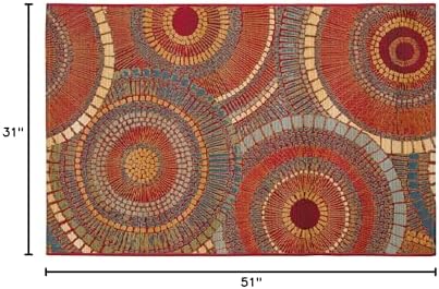 Liora Manne Marina Low Profile Durable Indoor/Outdoor Woven Rug- Circles Saffron 2'7" x 4'3" - Image 2