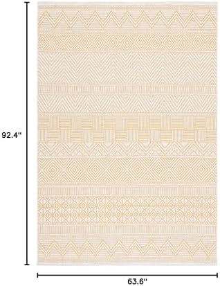 SAFAVIEH Washable Rug Outdoor Courtyard Collection - 5'3" x 7'7", Beige & Gold, Non-Shedding & Easy Cleaning, Ideal for Patio, Backyard, Mudroom (CY8196-56012) - Image 6