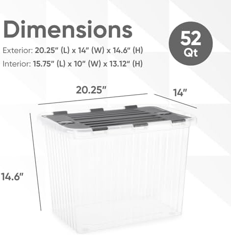 Superio 13 Gallon Hinged Lid Storage Tote; Stackable Storage Container with Lid (53 Quart, Bin with Hinged Lid) - Image 2
