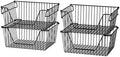 Slideep Wire Storage Baskets for Organizing, 4 Pack 14'' Stacking Metal Wire Freezer Organizer Bins with Handles, Large Pantry Baskets for Kitchen Cabinets, Bathroom, Laundry, Garage, Black by WelcometotheSlideep
