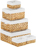Vagusicc Wicker Storage Basket, 6 Pack Baskets for Organizing, Water Hyacinth Storage Basket, Rectangular Wicker Baskets for Storage Shelves, Cube Storage Bins For Closet/Clothes/Dresser by Vagusicc