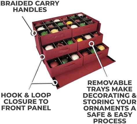 612 Vermont Christmas Ornament Storage Box, Adjustable Acid-Free Dividers - Image 2