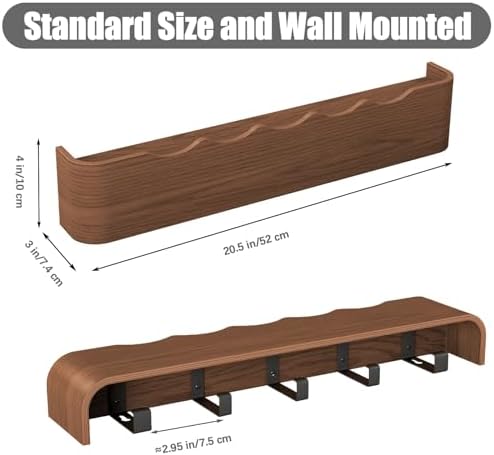 Coat Rack Wall Mount with Shelf 8 Hidden Hooks Modern Wooden Key Holder Entryway Organizer for Hallway Bedroom Bathroom Home Decor Storage for Hanging Coats Hats Bags Towels, Wave-Shape Black - Image 3