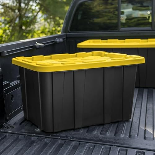 6-Pack Industrial Tote, 27 Gallon Stackable Plastic Storage Bins with Lids - Image 4