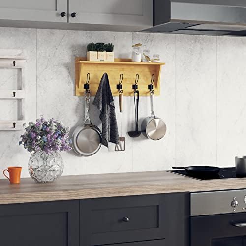 EMMA + OLIVER Brown Rustic Wall Hanging Storage Rack - Image 5