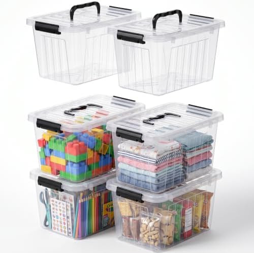 Citylife 12QT 6-Pack Clear Storage Bins with Lids Plastic Bins with Handles by CITYLIFEHomeOrganization