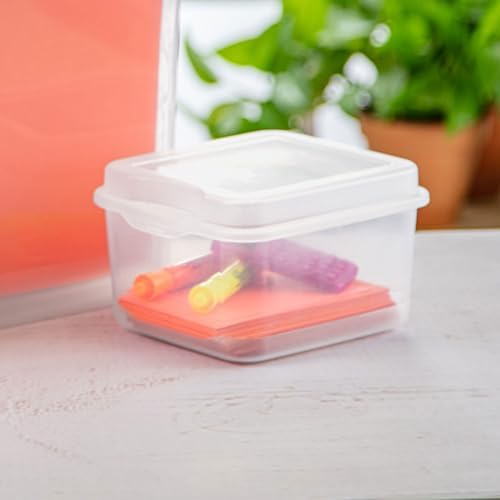 Sterilite FlipTop, Stackable Small Storage Bin with Hinging Lid, Plastic Container to Organize Desk at Home or Office, Clear, 36-Pack - Image 6
