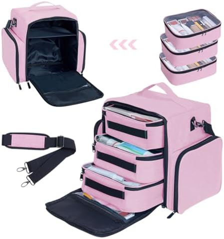 Large Makeup Bag Organizer with 3 Inner Removable Pouches,Pink - Image 6