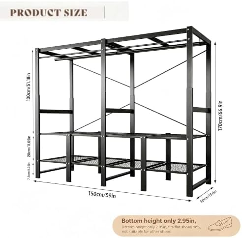 59in Heavy Duty Portable Closet with Dark Gray Cover - Image 2