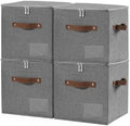ANMINY 11 Inch Fabric Storage Cubes Bins with Zipper Lid, Gray, 4PCS by ANMINY