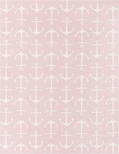 Unique Loom Outdoor Coastal Collection Area Rug - Ahoy (10' x 13' 1" Rectangle, Pink/ Ivory) - Image 3