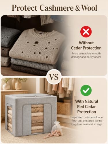 Large Cashmere Sweater Storage Bags w/ Steel Frame, 50L Wool Garment Bag - Image 6