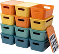 Tiawudi 12 Pack 4.5L Storage Bins with Lids, Plastic Storage Baskets for Home Classroom Organization, Multi-Use Organizer Bins for Cabinet, Pantry, Drawer, Countertop or Shelves, Colorful Containers by Tiawudi
