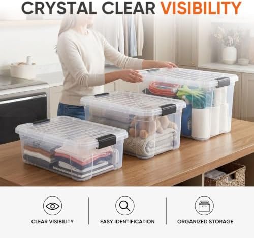 Superio Storage Bins with Lids, Clear Plastic Containers for Organizing, Stackable Totes, BPA Free, Odor Free, Organizer Boxes for Home, and Dorm (6 Pack, 36 Qt) - Image 7