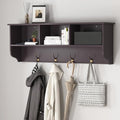 Wall Mounted Coat Rack with Shelf - Espresso MDF & Steel, 4 Hooks, 39"x8"x14" by HEIGHYOXPFurniture