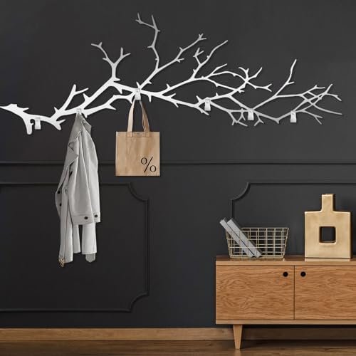 Extra Large Metal Branch Coat Rack, Tree Branch Wall Mount, Tree Branch Wall Hanger, Hat and Coat Rack, Home Storage Hooks, Entryway Wall Decor (Black, 59"x21") - Image 7