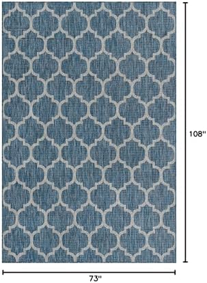 Unique Loom Outdoor Trellis Collection Area Rug (6' 1" x 9' Rectangle, Navy Blue/ Ivory) - Image 2