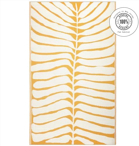 Fab Habitat Tropical Botanical Floral Outdoor Rug - Waterproof, Crease-Free Fade Resistant, Reversible - Recycled Plastic - Patio Porch Balcony Deck Yard Garden - Hilo Honey - 5x8 ft - Image 3