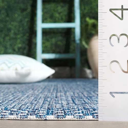 SAFAVIEH Courtyard Outdoor Square Rug 7'10", Navy & Grey CY8521-36821 - Image 5