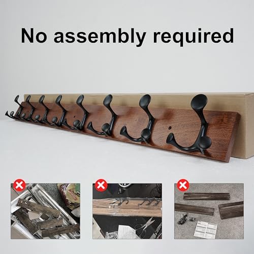 SKOLOO 43-Inch Wood Coat Rack Wall Mount with 8 Triple Hooks - Ideal for Family Entrances, Classrooms, and Pet Supplies Storage - Perfect Coat Hooks for Wall,Mahogany (Sapele), Pack of 2 - Image 6