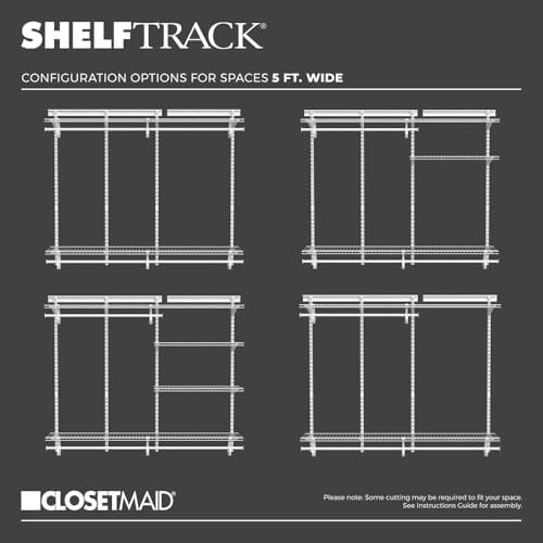 ClosetMaid ShelfTrack Wire Closet Organizer System, Adjustable from 5 to 8 Ft., With Shelves, Clothes Rods, Hardware, Durable Steel, White - Image 6