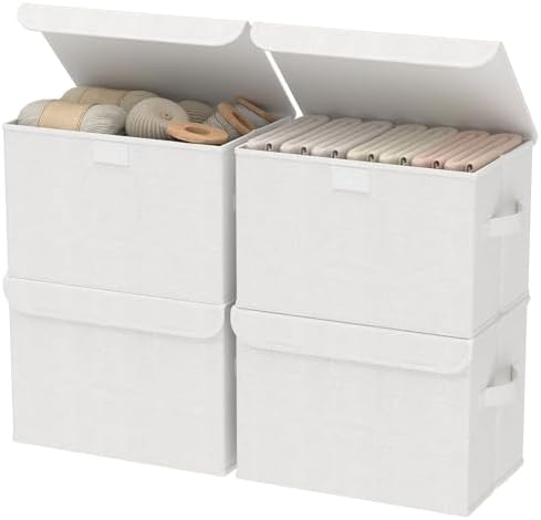 Storage Bins with Lids for Organizing, 4 Pack, White, 15x9.8x9.8 In by Unknown