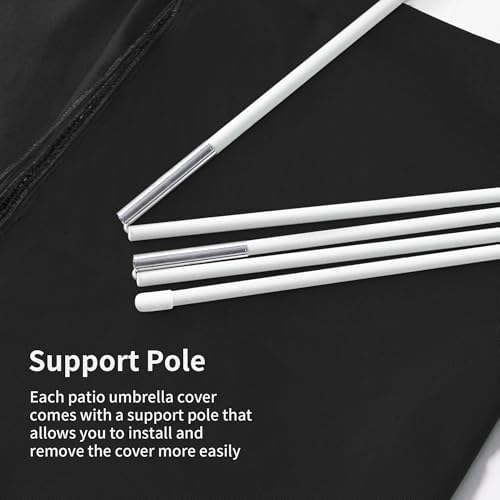 Cantilever Patio Umbrella Cover with Zipper and Pole, Black - Image 5