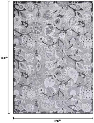 Luul Home Floral Indoor Outdoor Rugs 10x14 Large Area Rug for Living Room, Patio Decor, Kitchen, and Entryway Rug, Washable Stain Resistant Outside Carpet Gray 10 x 14 - Image 2