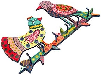 EMANUEL Yair Decorative Key Holder for Wall with Hand-Painted Colourful Birds | Lazer-Cut Steel Unique Home Decor - Image 4