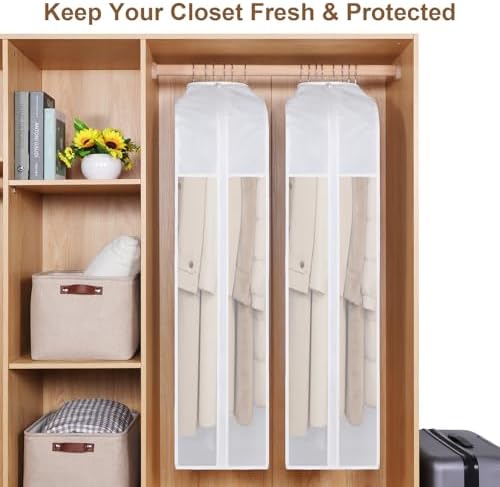 50 Inch Cotton Garment Bag for Hanging Clothes and Storage, 3 Pack - Image 4