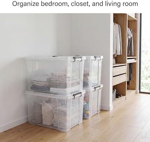 120 Quart 4 Pack Clear Storage Bins with Lids - Image 6