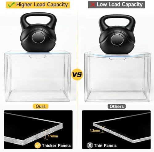 GUDEMAY Clear Stackable Plastic Storage Bins with Magnetic Lid, Dustproof Book & Cosmetic Display Cases, Large Figures Collectibles Showcase, Shoe Box, Protection Organizer (L, Count, 5) - Image 4