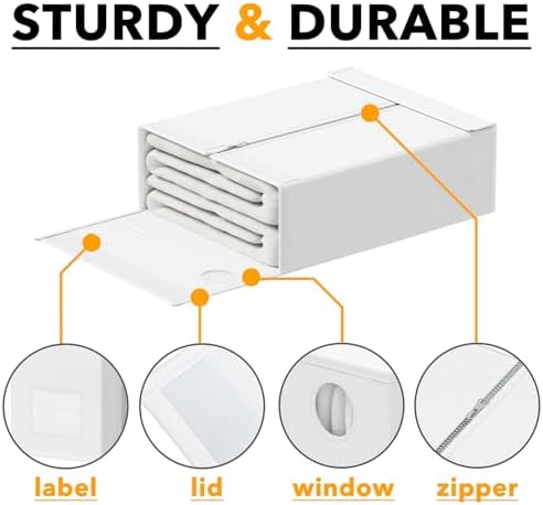 SpaceAid 10 Pack Bed Sheet Organizers and Storage, Foldable Sheet Organizer for Linen Closet, Sheets Set Folder Keeper with Window XL (Queen & King Size) Organizing Bedding Container, White - Image 6