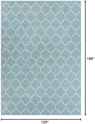 Unique Loom Outdoor Trellis Collection Area Rug (10' x 14' 1" Rectangle, Aquamarine/ Gray) - Image 2