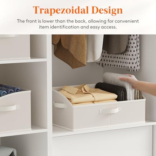 Lifewit Trapezoid Closet Storage Bin for Shelf, 6 Packs 23L, White - Image 3
