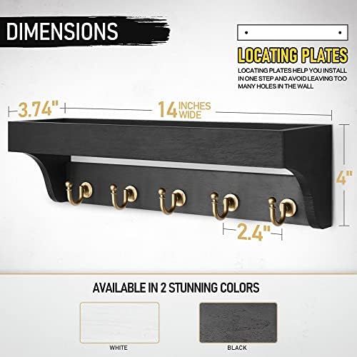 Rebee Vision Key Holder for Wall Set : 14'' Arc Key Rack with 5 Metal Hooks and 13'' Mail Organizer Basket with 6 Key Hooks, Key Hanger for Keys, Coats, Letters - Black - Image 7