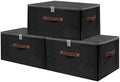 ANMINY Storage Box Fabric Bins with Zipper Lid, 17.7"x13.8"x10" Black, 3PCS by ANMINY